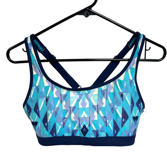 Title Nine Womens Blue Multicolor Sports Bra Pullover Athletic Athleisure Size M - Picture 1 of 4